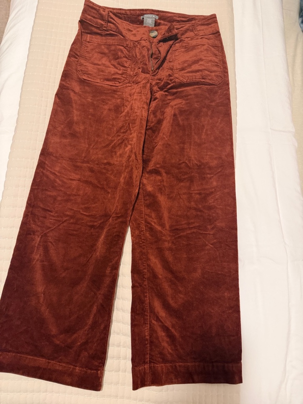 Matty M Rust Brown Wide-Leg Corduroy Pants